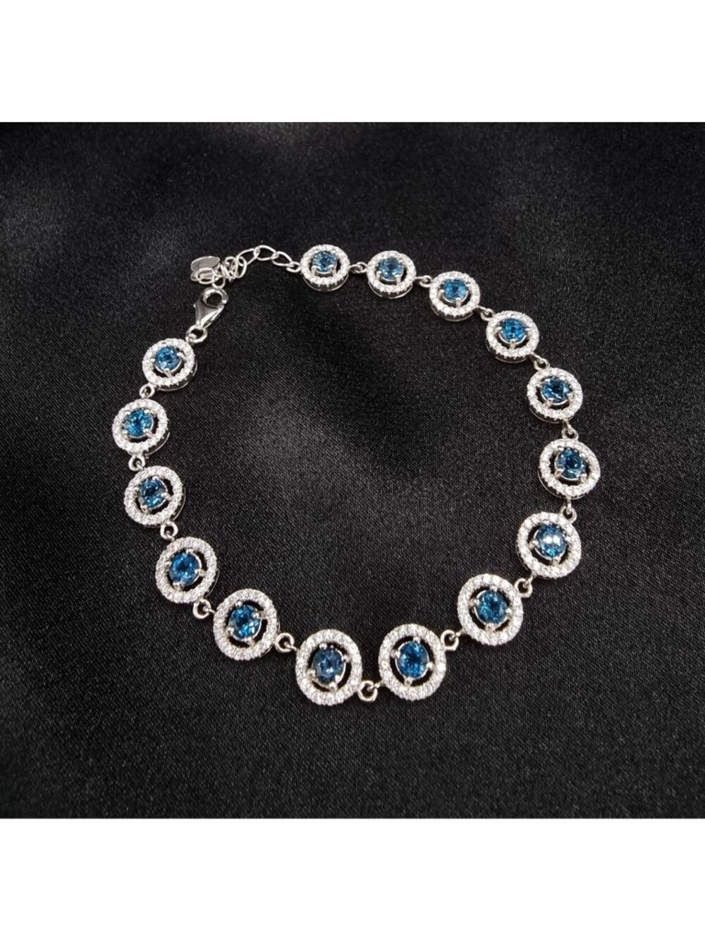 Rare Find 925 Sterling Silver Bracelet With Blue Stones